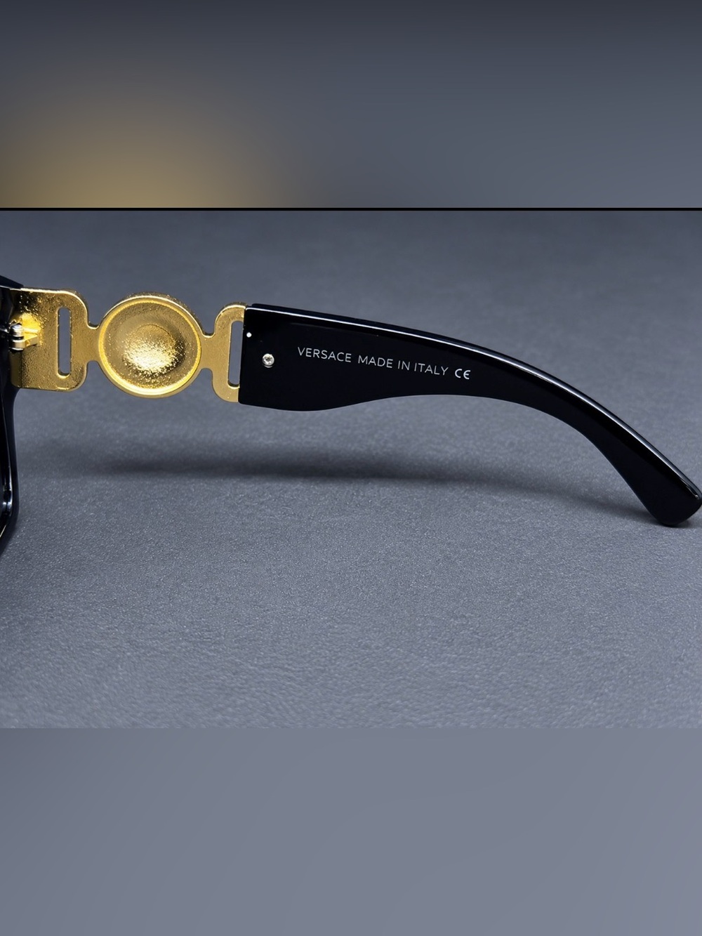 Black and Gold Rectangular Sunglasses - Picture 3 of 6